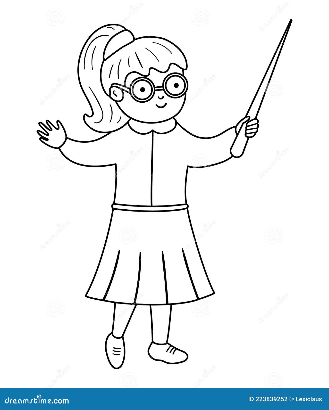 teacher cartoon black and white