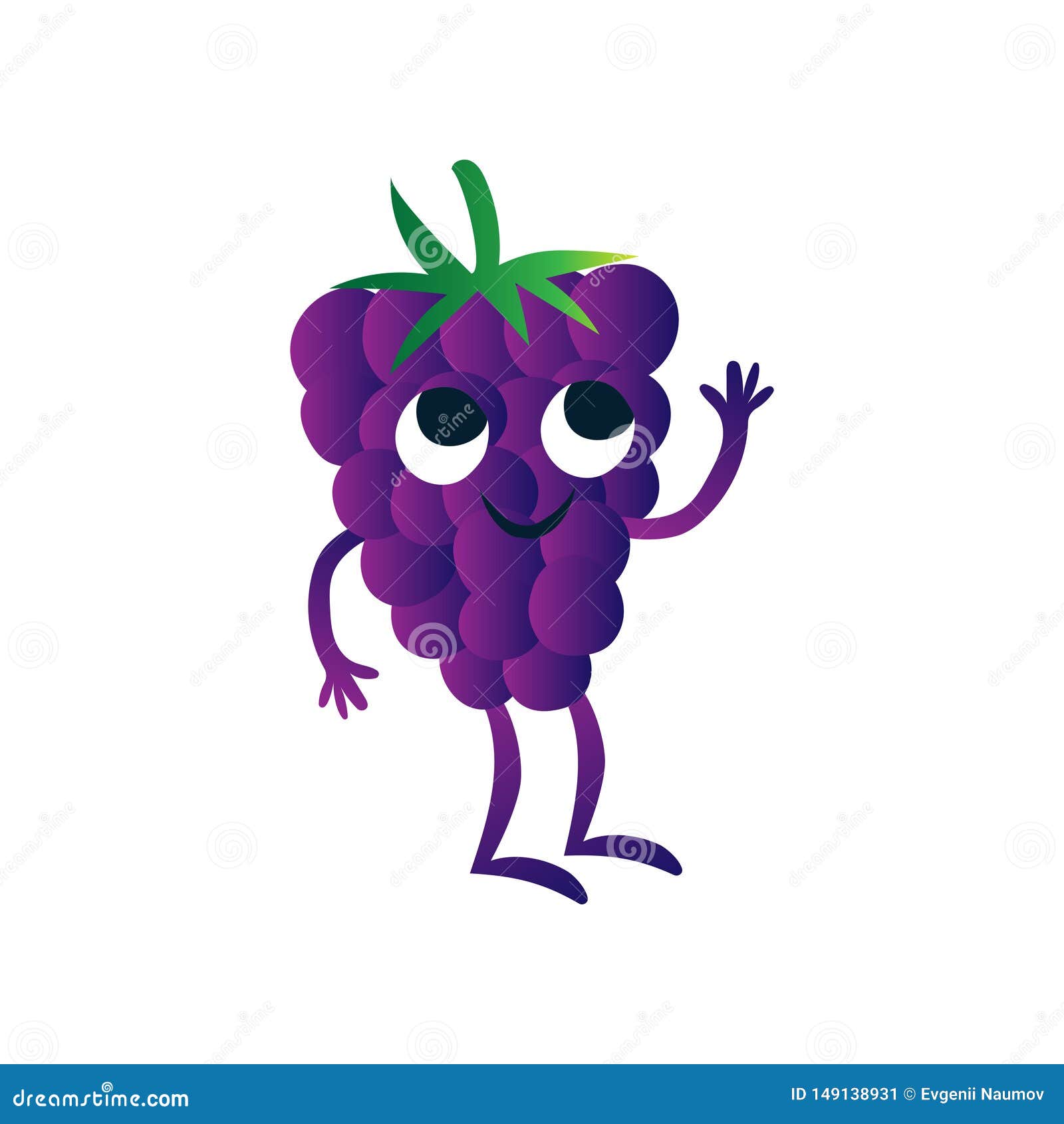 Cute Blackberry, Funny Berry Cartoon Character with Funny Face Vector ...