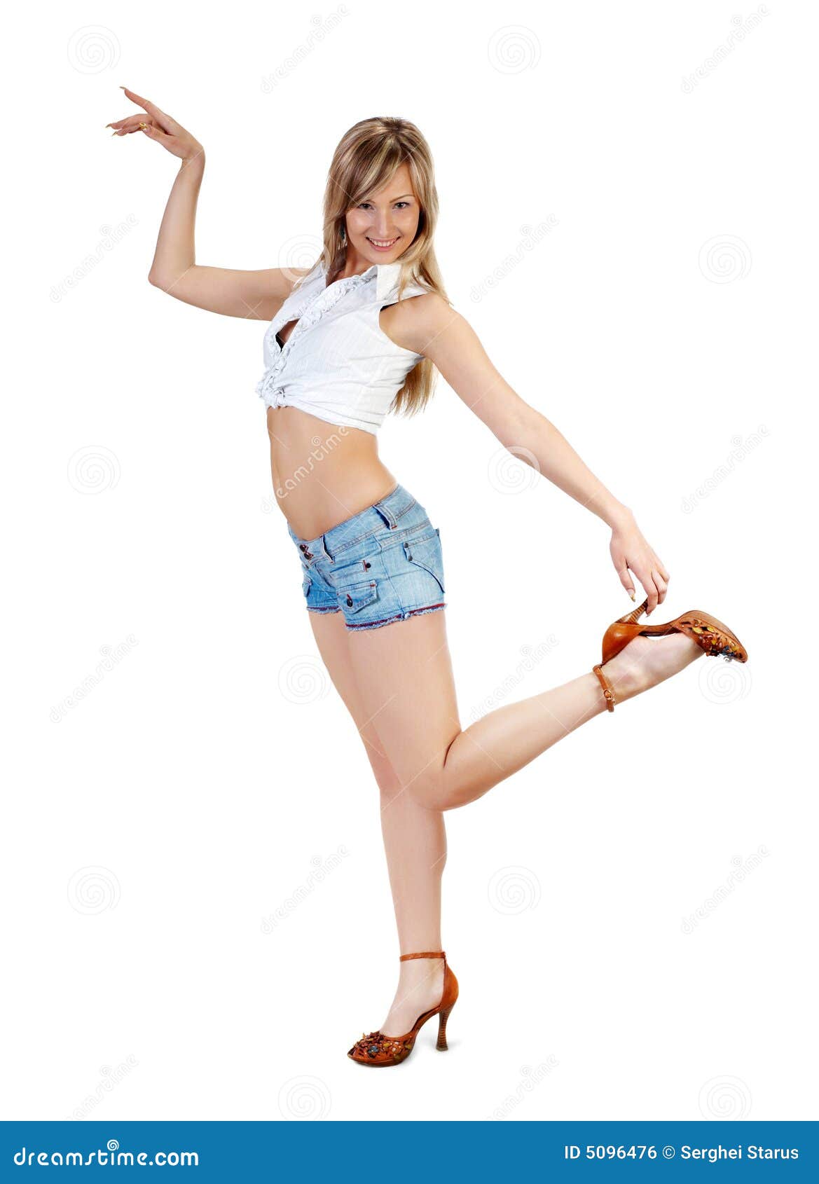 Cool Good Looking Girl Wearing Stylish Short Pants And White T-shirt Stock  Photo, Picture and Royalty Free Image. Image 180901175.