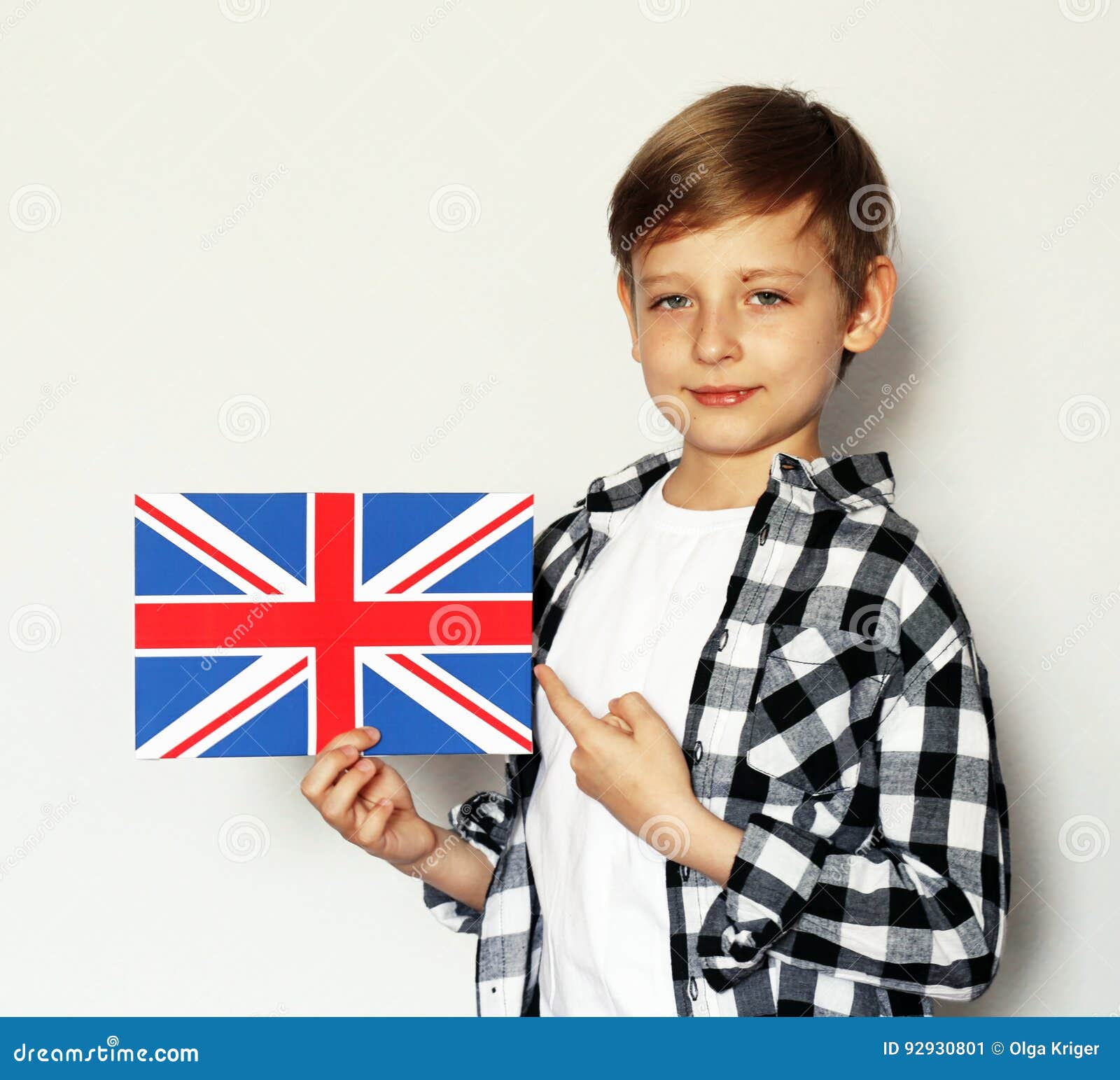 Cute Blonde Boy Posing with British Flag Stock Image - Image of english ...