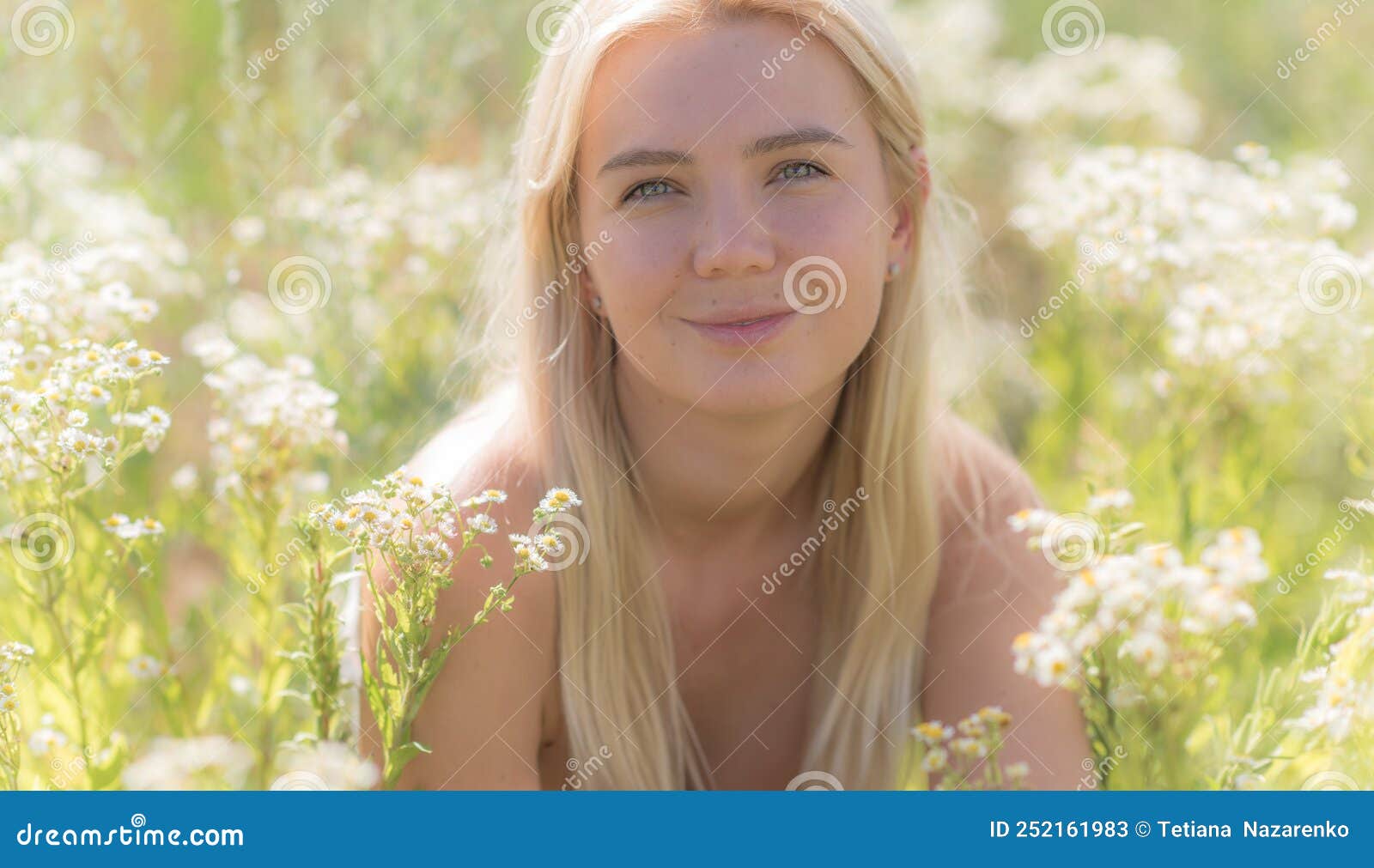 Cute Blonde Girl With Fresh Skin Outdoor Portrait Stock Image Image