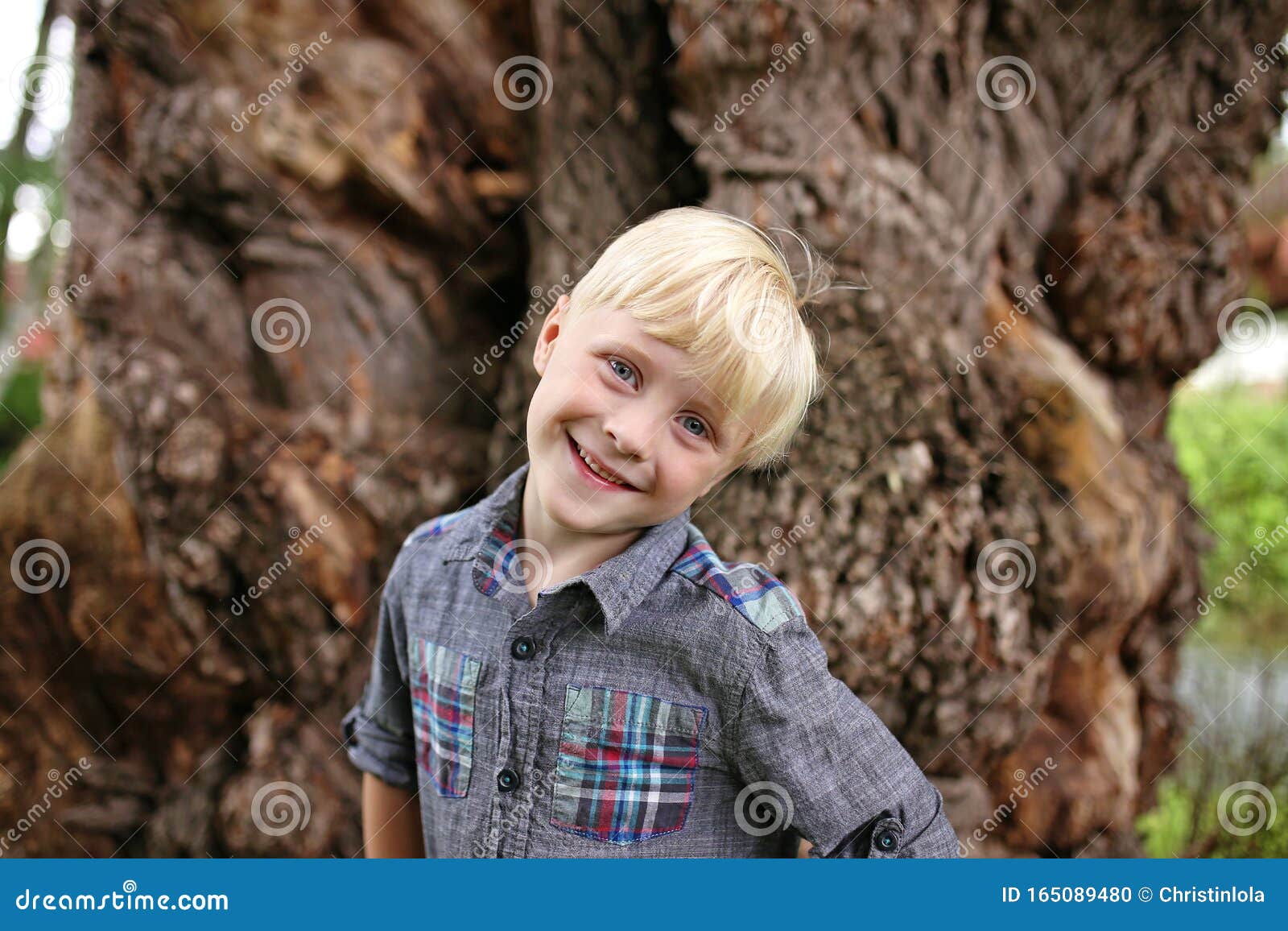 Cute Blonde Hair Blue Eyed Boy Child Outside Smiling in Nature Stock Photo  - Image of young, blue: 165089480