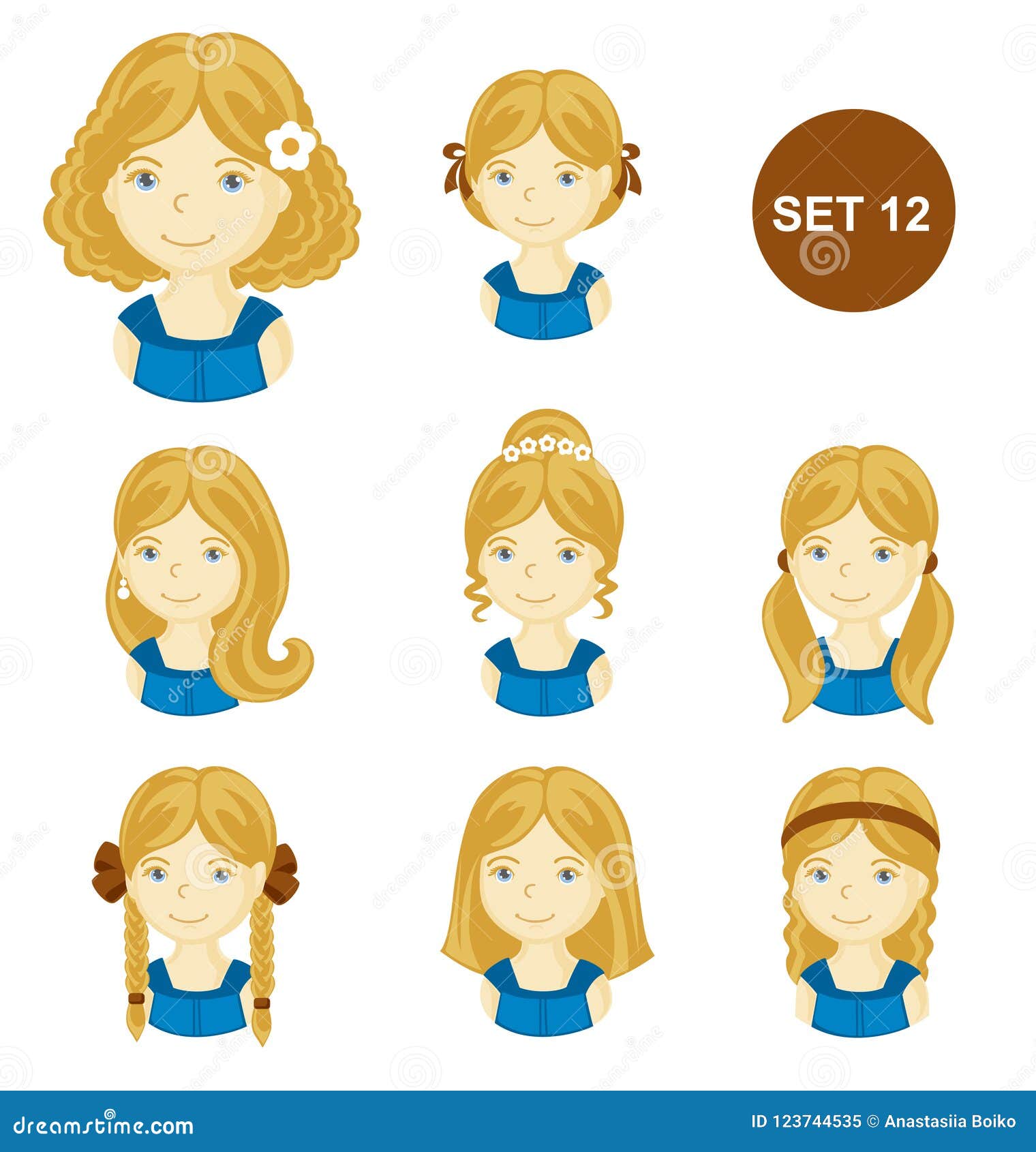 Funny preschool little girl with two ponytails Vector Image