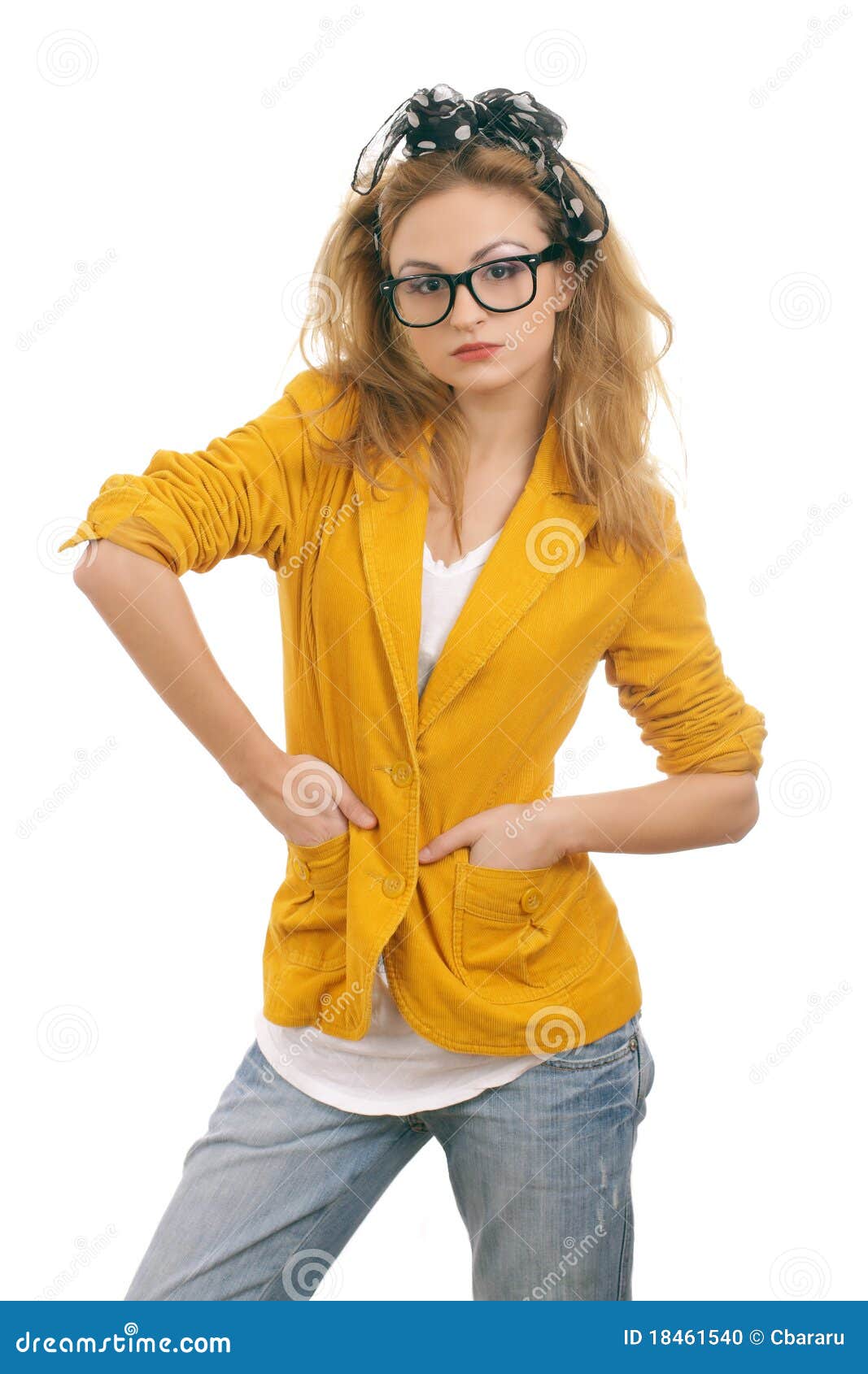 Cute Blonde Teen Model with Glasses Stock Photo - Image of looking ...