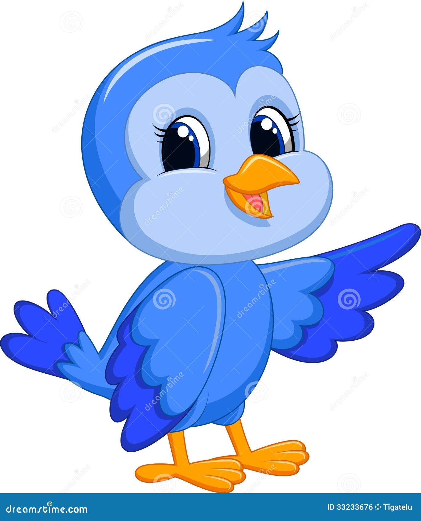 Cute blue bird cartoon stock vector. Illustration of artwork - 33233676