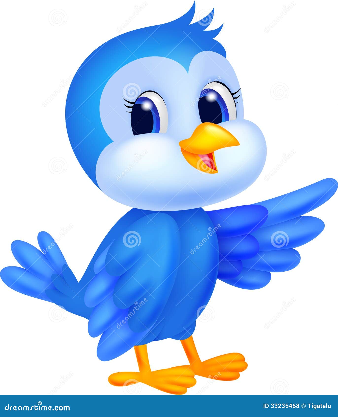 Cute blue bird cartoon stock vector. Illustration of sweet - 33235468