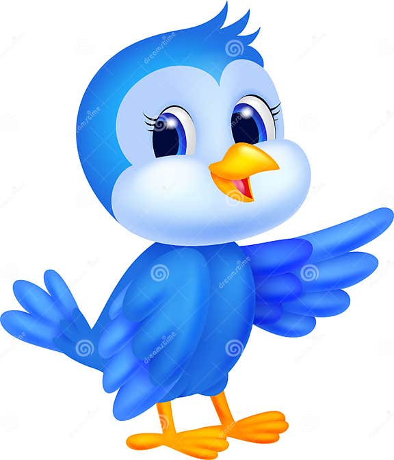 Cute blue bird cartoon stock vector. Illustration of sweet - 33235468