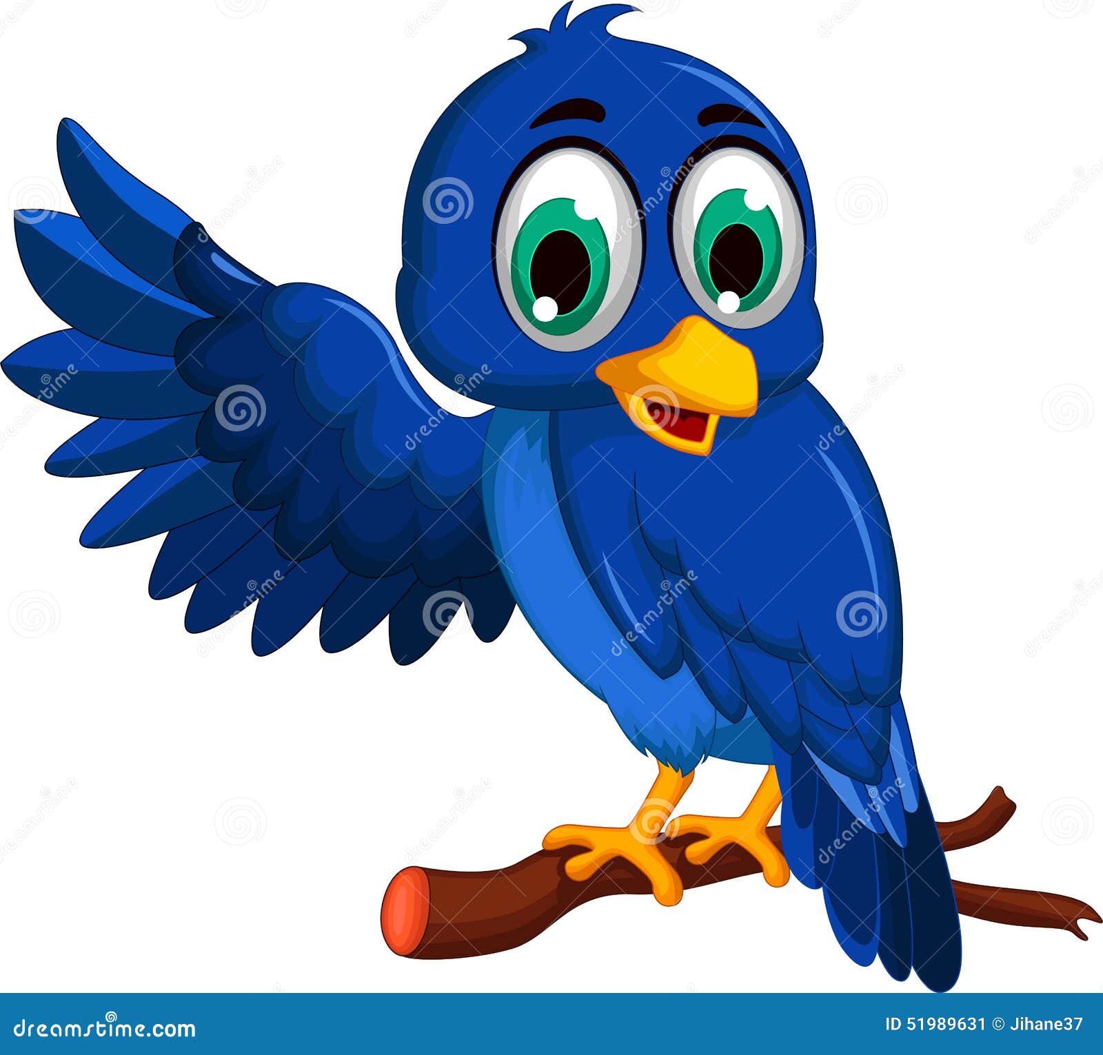 Cute Blue Bird Cartoon Presenting Stock Illustration - Illustration of
