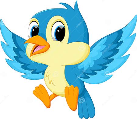 Cute blue bird cartoon stock illustration. Illustration of artwork ...