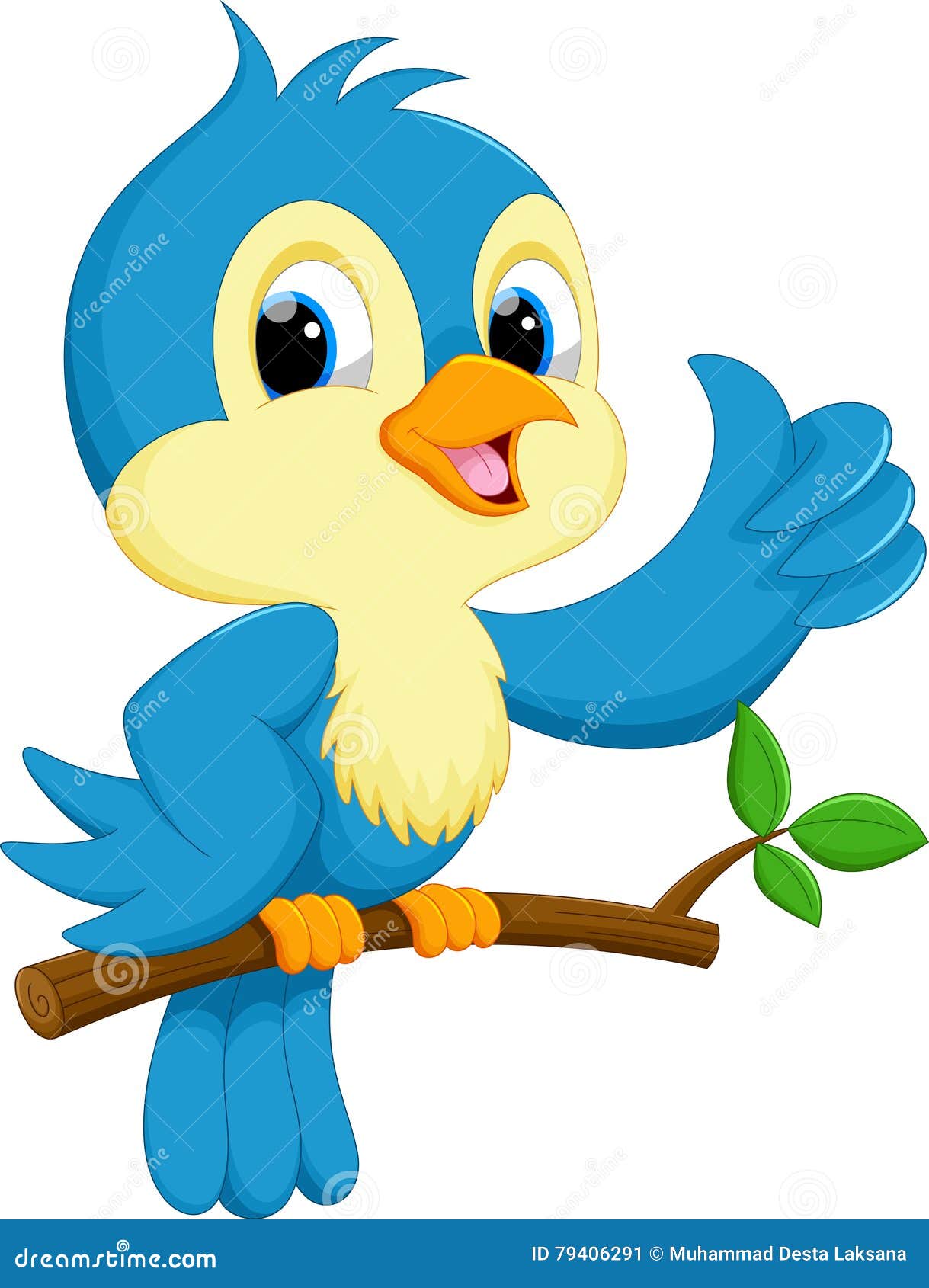 Cute blue bird cartoon stock illustration. Illustration of spread