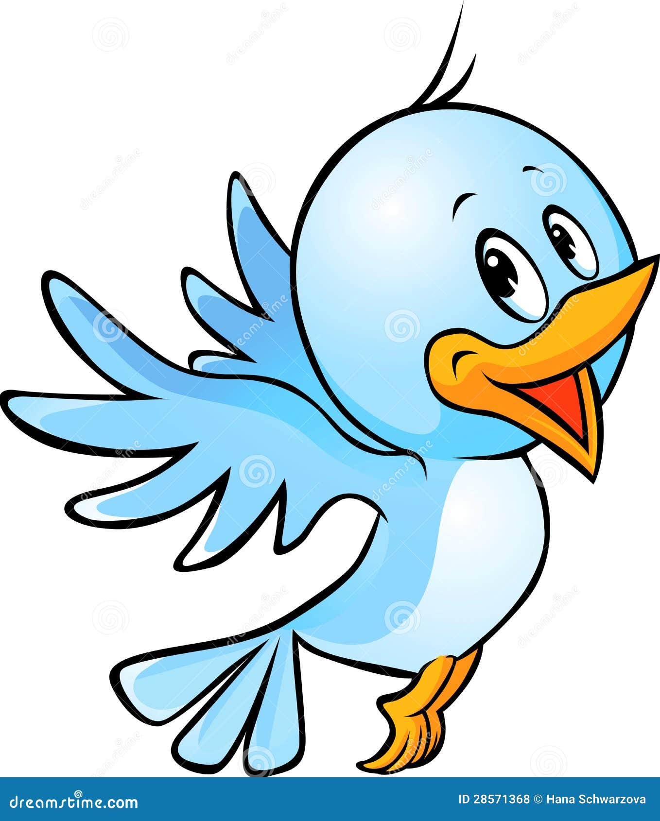 Cute Blue Bird Flying Cartoon Stock Vector - Illustration of cute, smiling:  28571368