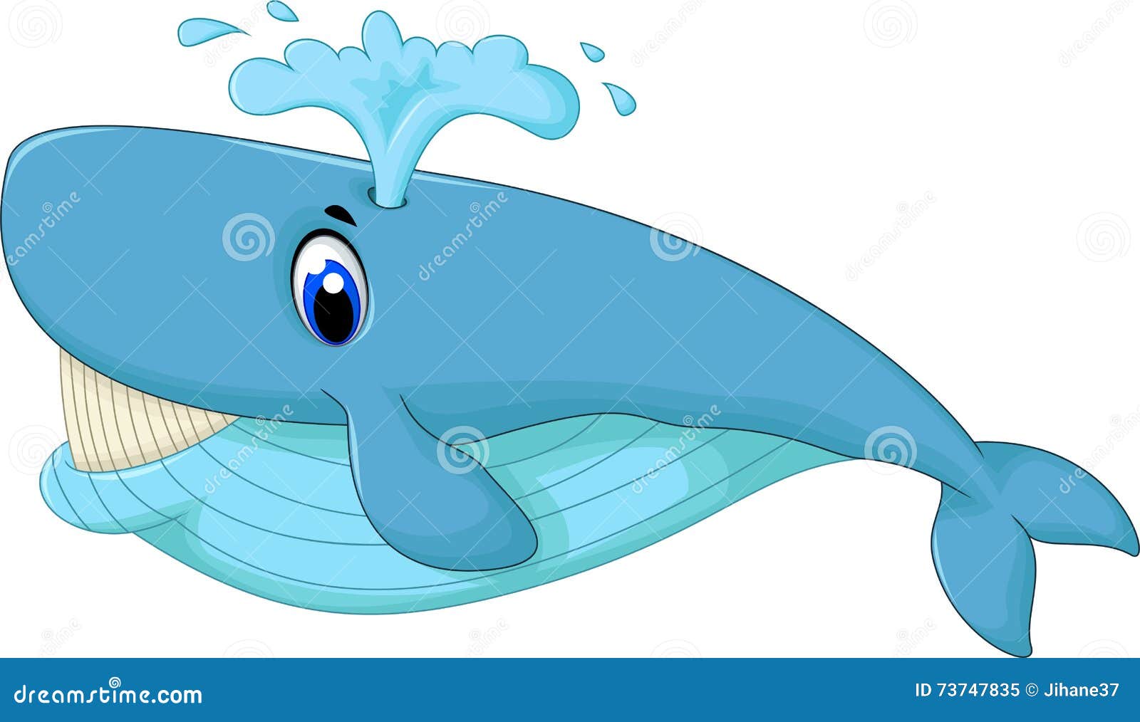 Cute Blue Cartoon Whale Smiling Stock Illustration - Illustration of water,  cartoon: 73747835