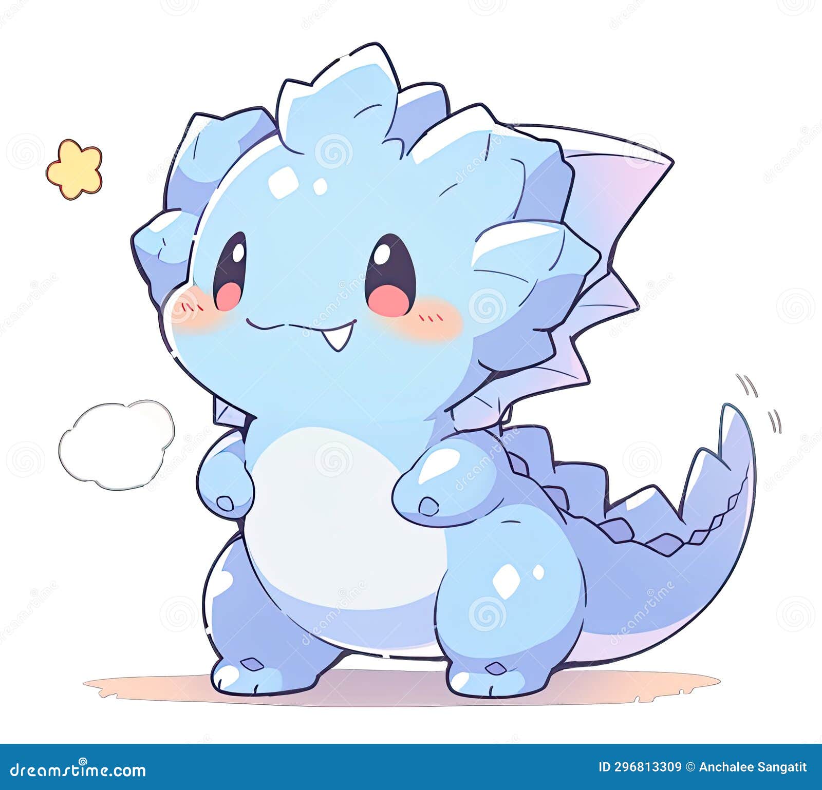 Cute Blue Dragon 2D Cartoon Style on a Transparent Background PNG Stock ...