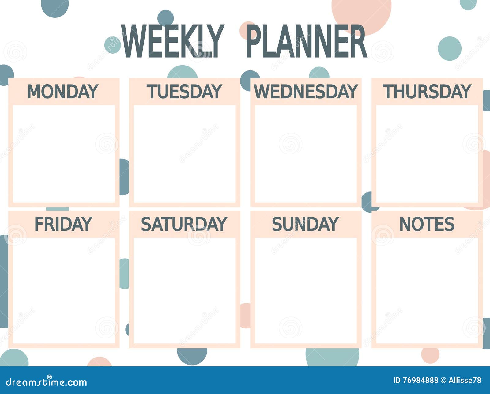 Cute Blue Pink Printable Weekly Planner With Circles Stock Vector cute-blue-pink-printable-weekly-planner-with-circles-stock-vector