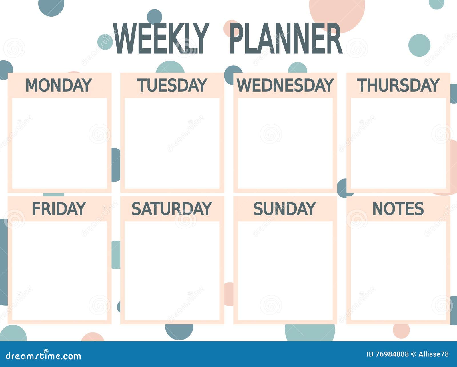 cute blue pink printable weekly planner with circles