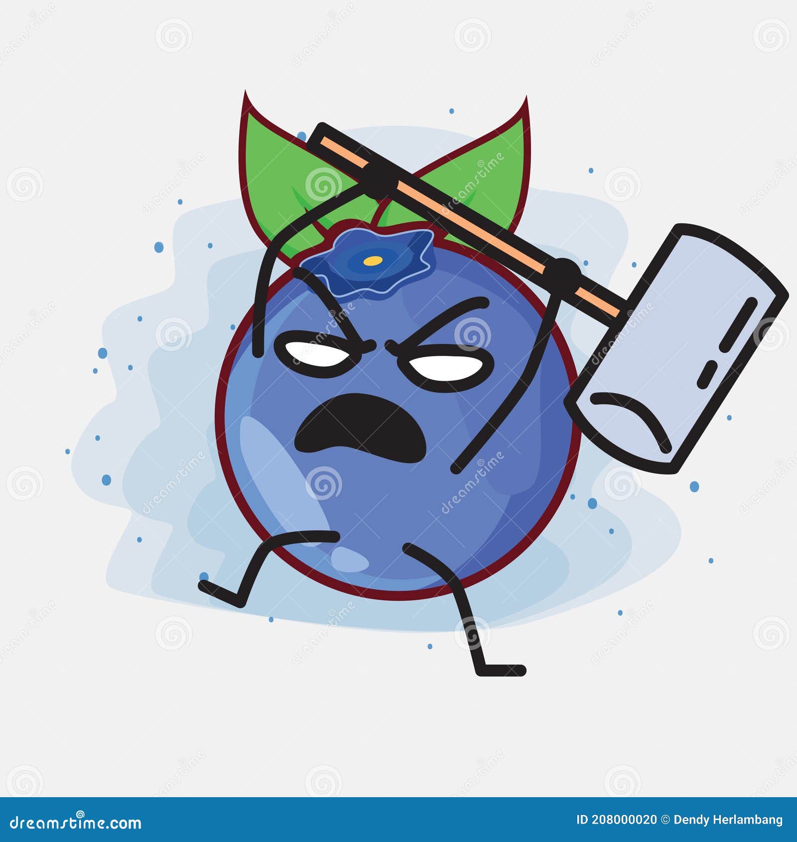 Cute Blueberry Character Face Emoji Feelings Set Vector Illustration