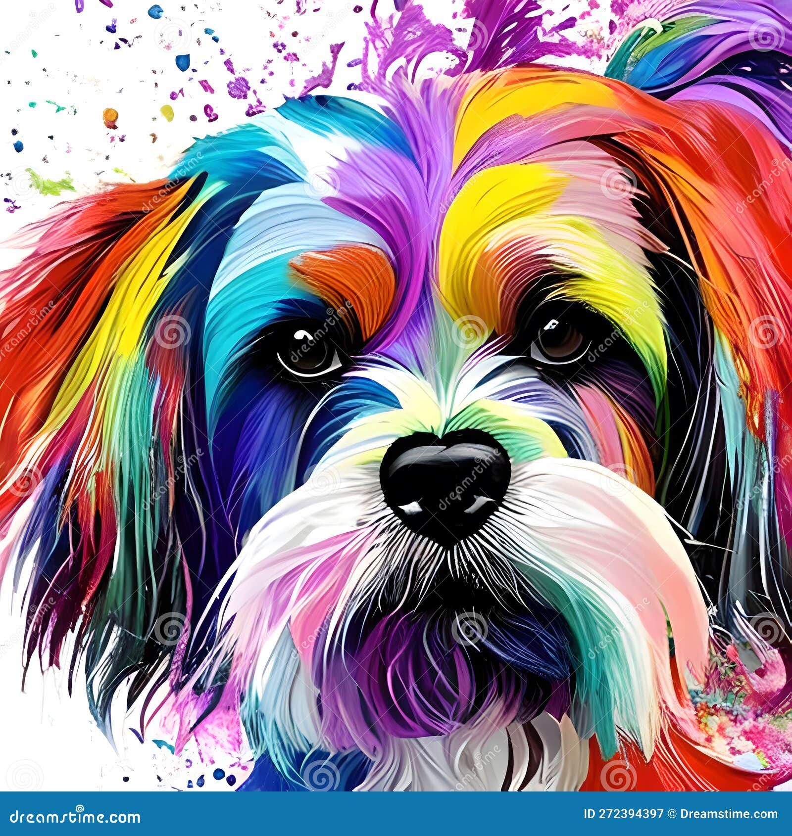 Bolognese Dog Breed Watercolor Illustration. Cute Pet Drawing Isolated