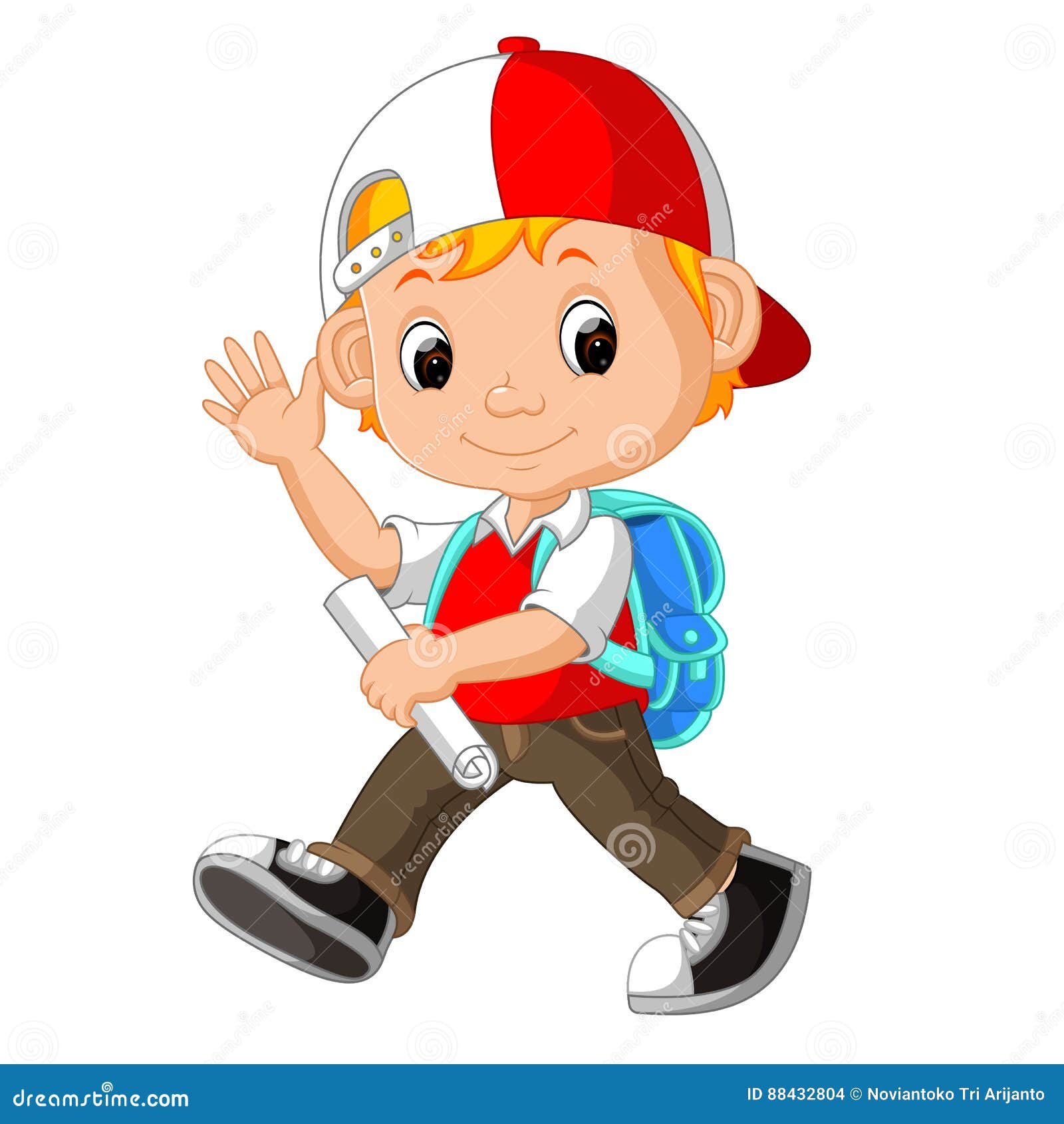 Cute Boy with Backpack Cartoon Stock Vector - Illustration of backpack ...