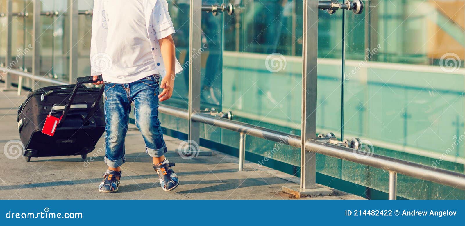 Cute Boy Baggage at the Airport Stock Photo Image of waiting