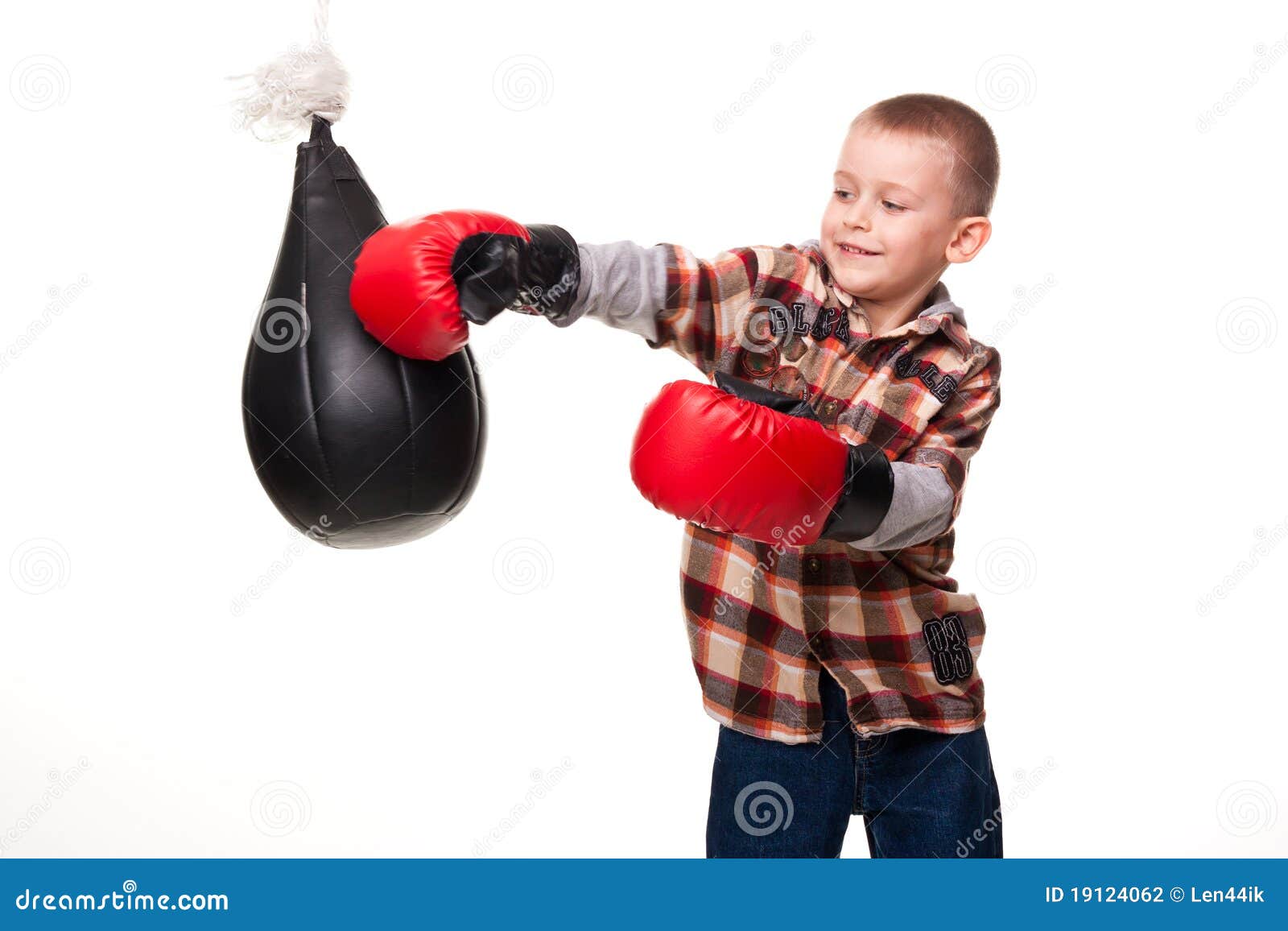 Cute Boy In The Boxing Gloves Stock Photo Image of background, anger