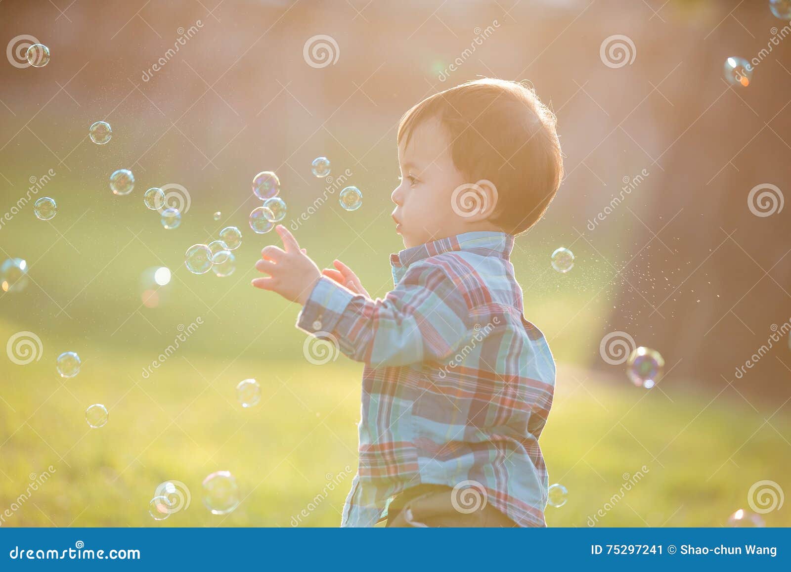 Cute boy with bubble stock image. Image of adorable, head 75297241
