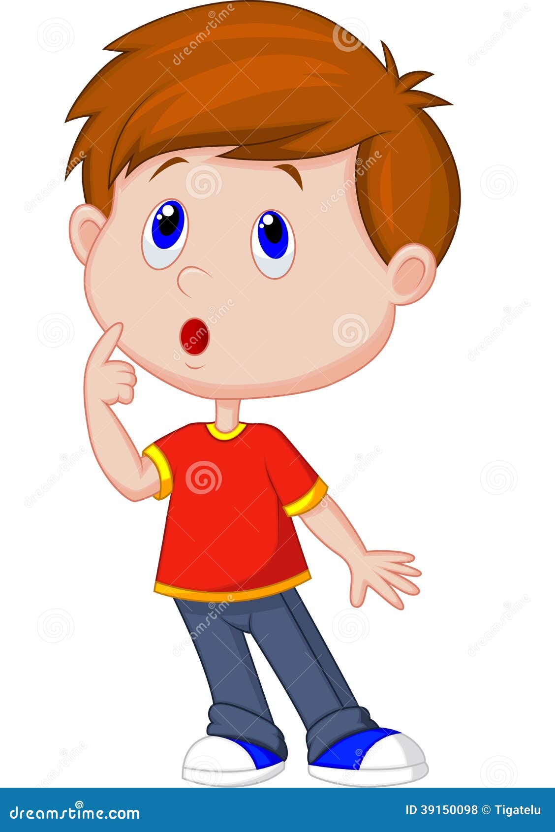 Cute boy cartoon thinking stock vector. Illustration of preschool - 39150098