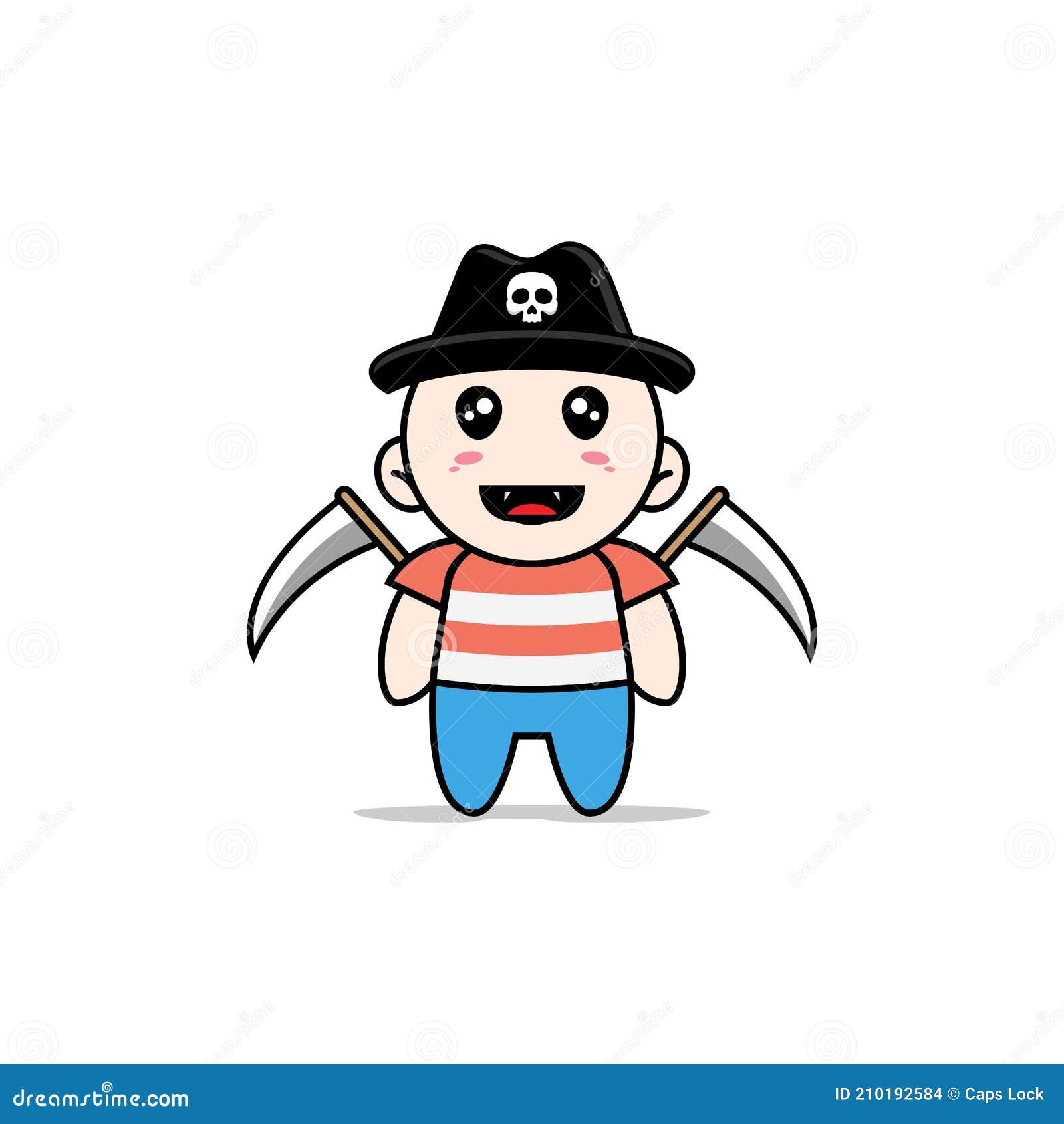 Cute Boy Character Design Wearing Angel of Death Costume Stock Vector ...