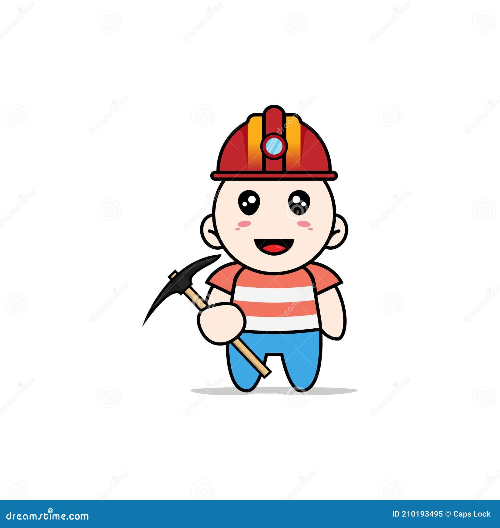 Cute Boy Character Wearing Miners Costume Stock Vector - Illustration ...