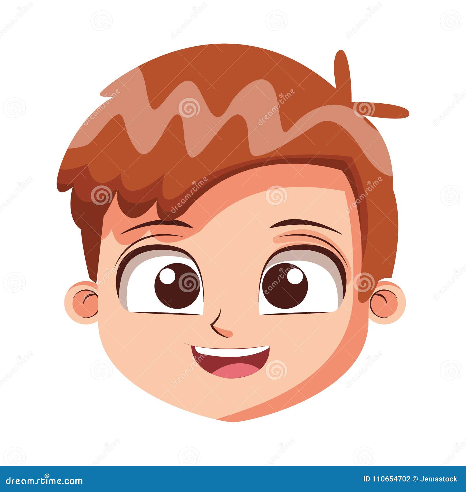 Download Cute boy face cartoon stock vector. Illustration of happy - 110654702