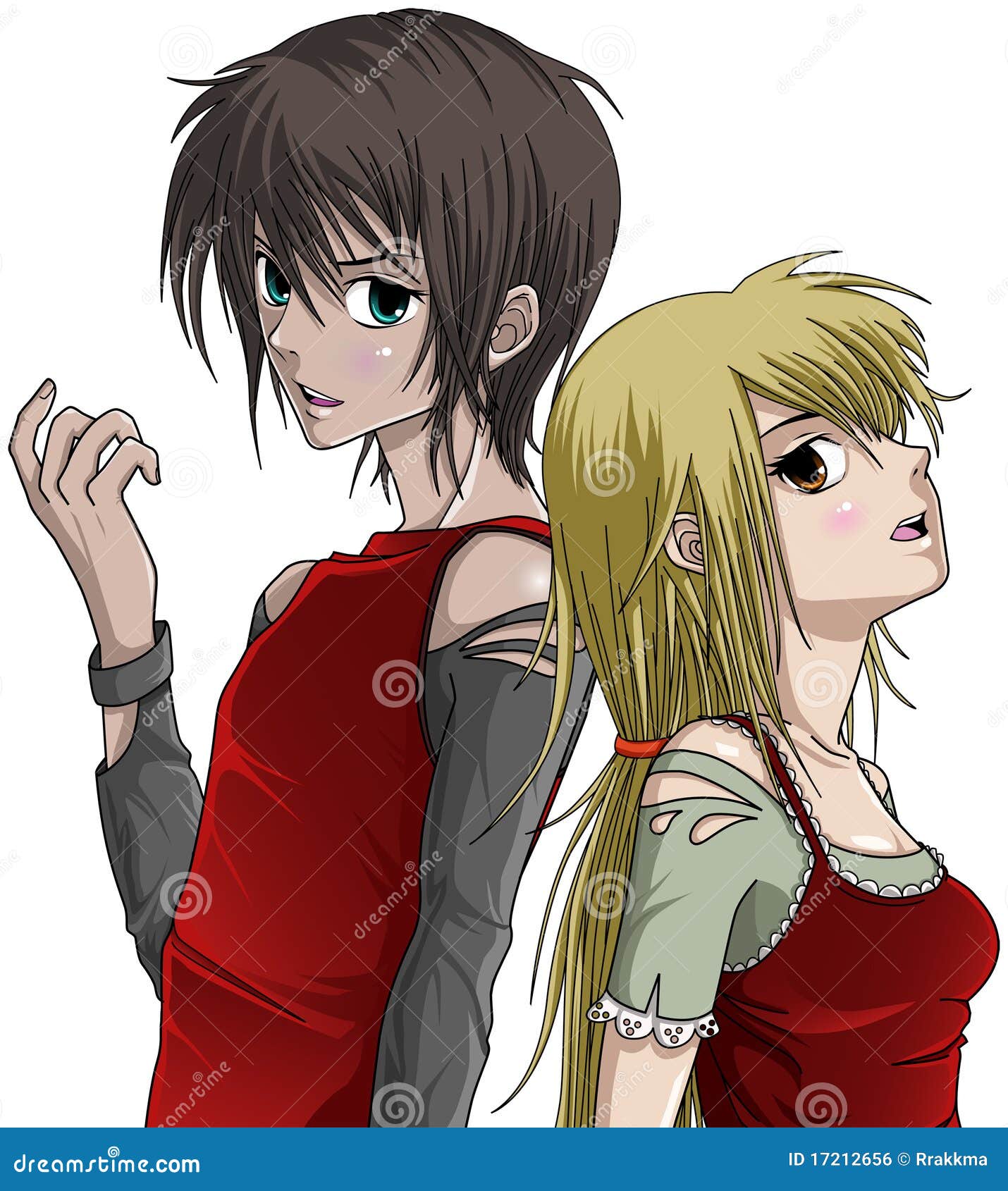Cute Boy and Girl - Anime Style Stock Illustration - Illustration of manga,  artistic: 17212656