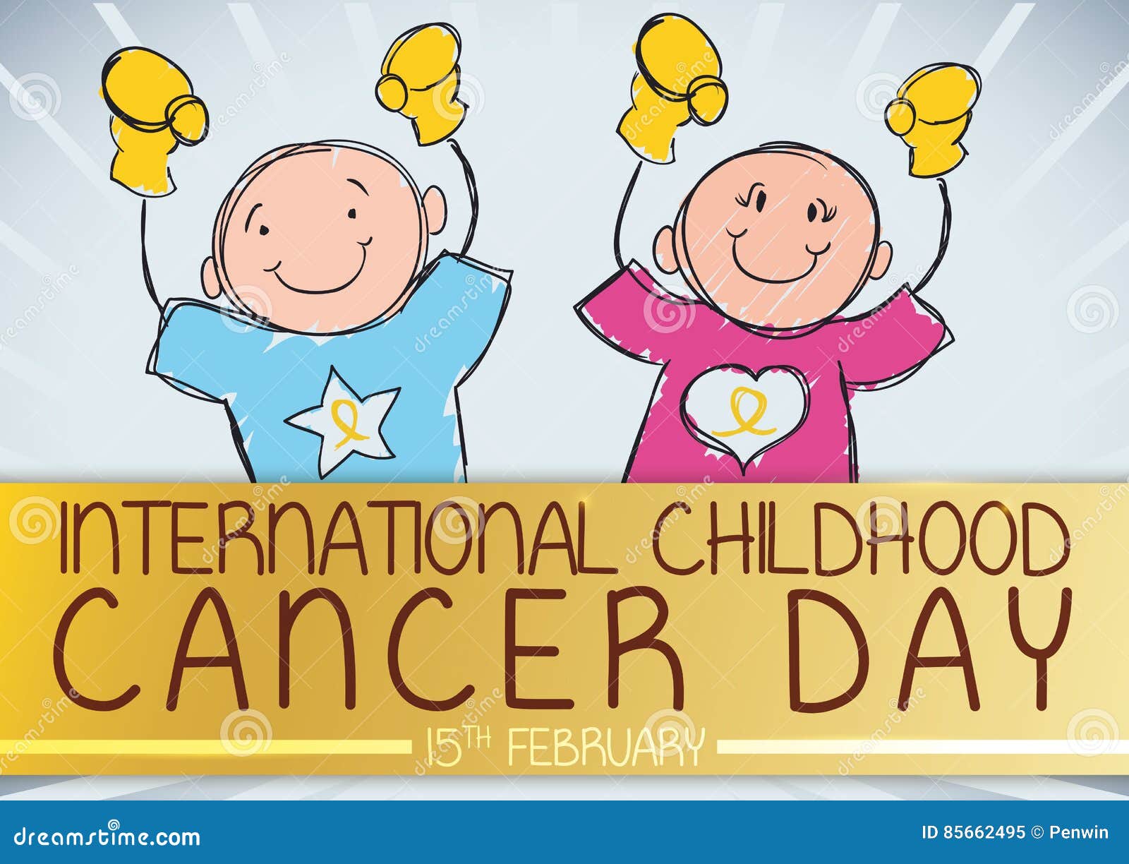 cute boy and girl commemorating international childhood cancer day,  