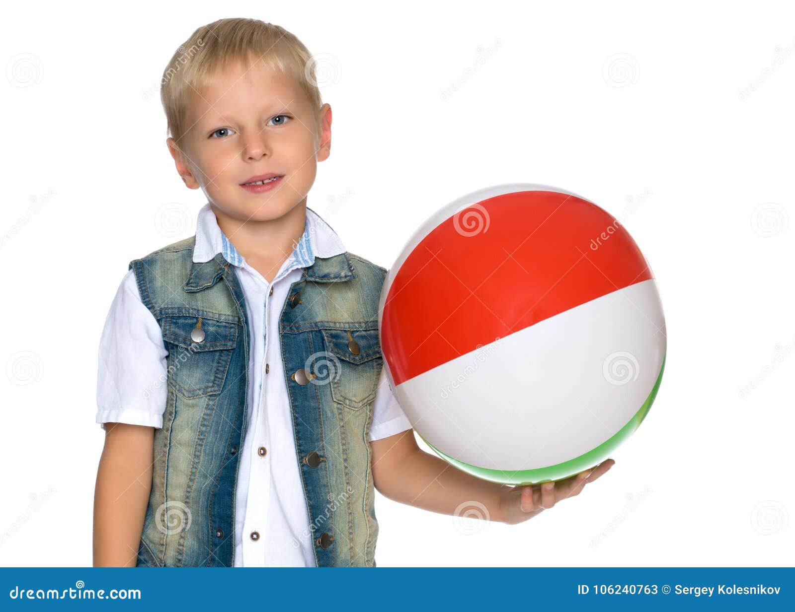 A Little Boy is Playing with a Ball. Stock Image - Image of male ...