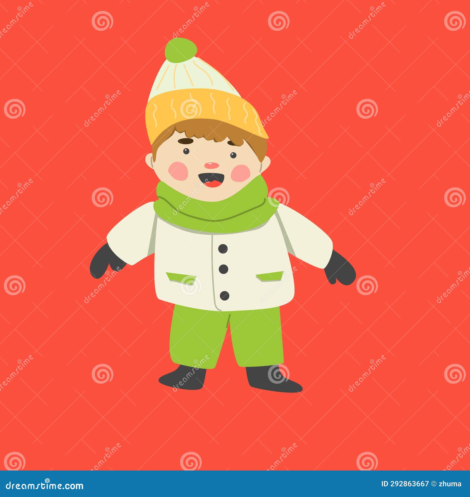 cute boy on red background - card or invitation