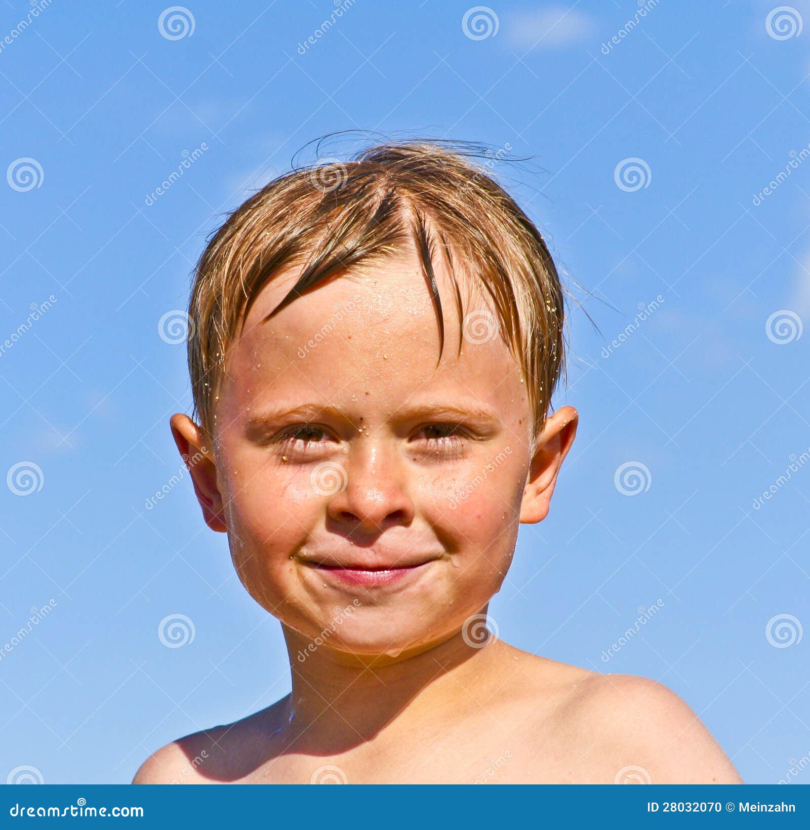 Cute Boy in Summertime with Wet Hair Stock Photo Image of happiness