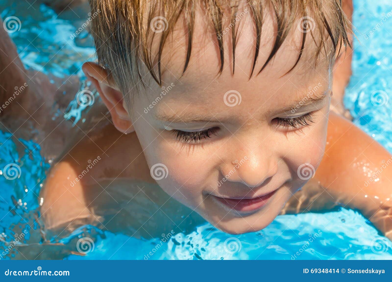 Cute Boy Swimming in the Pool Stock Photo Image of childhood, active