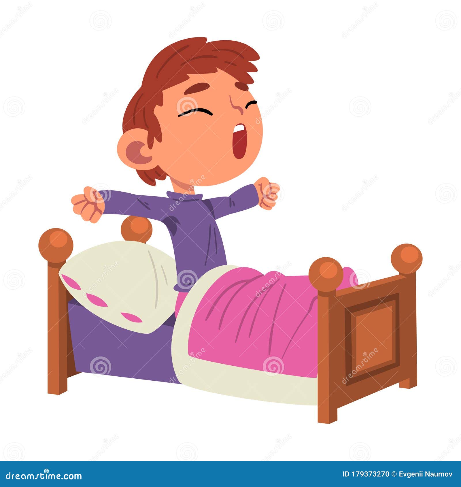 Cute Boy Waking Up, Preschool Kid daily Routine Activity Cartoon Vector ...