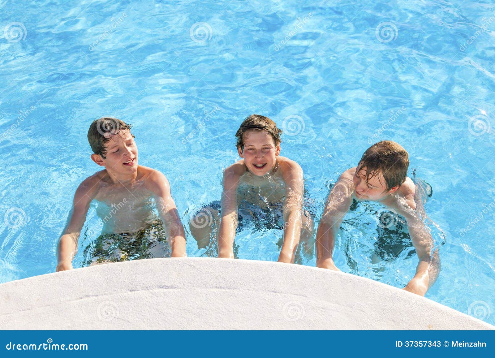 Cute boys in the pool stock image. Image of outdoor, blue 37357343