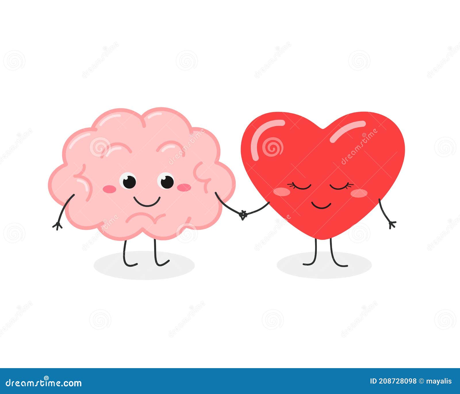 Cute Brain and Heart Hand in Hand Stock Vector - Illustration of cartoon, feeling: 208728098 Cute Brain and Heart Hand in Hand Stock Vector - Illustration of cartoon, feeling: 208728098