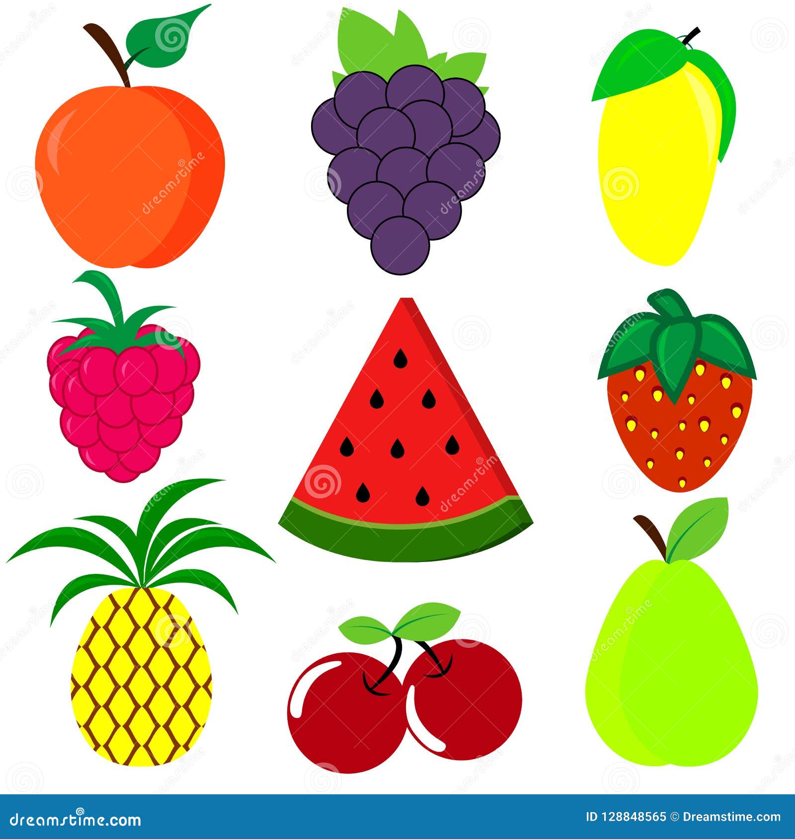 Cute Bright Colors Of Fruits Vector Collections Set Of Cartoon Fruits Stock Illustration Illustration Of Nature Cute