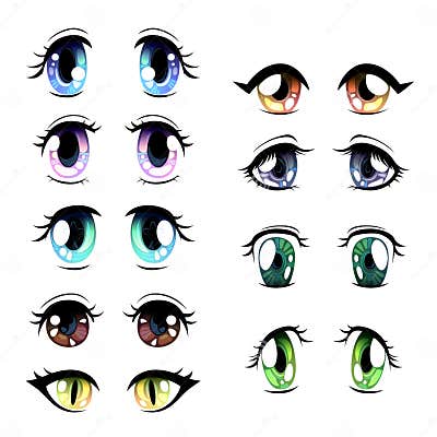 Cute Bright Eyes of Different Colors Set, Beautiful Eyes with Light ...