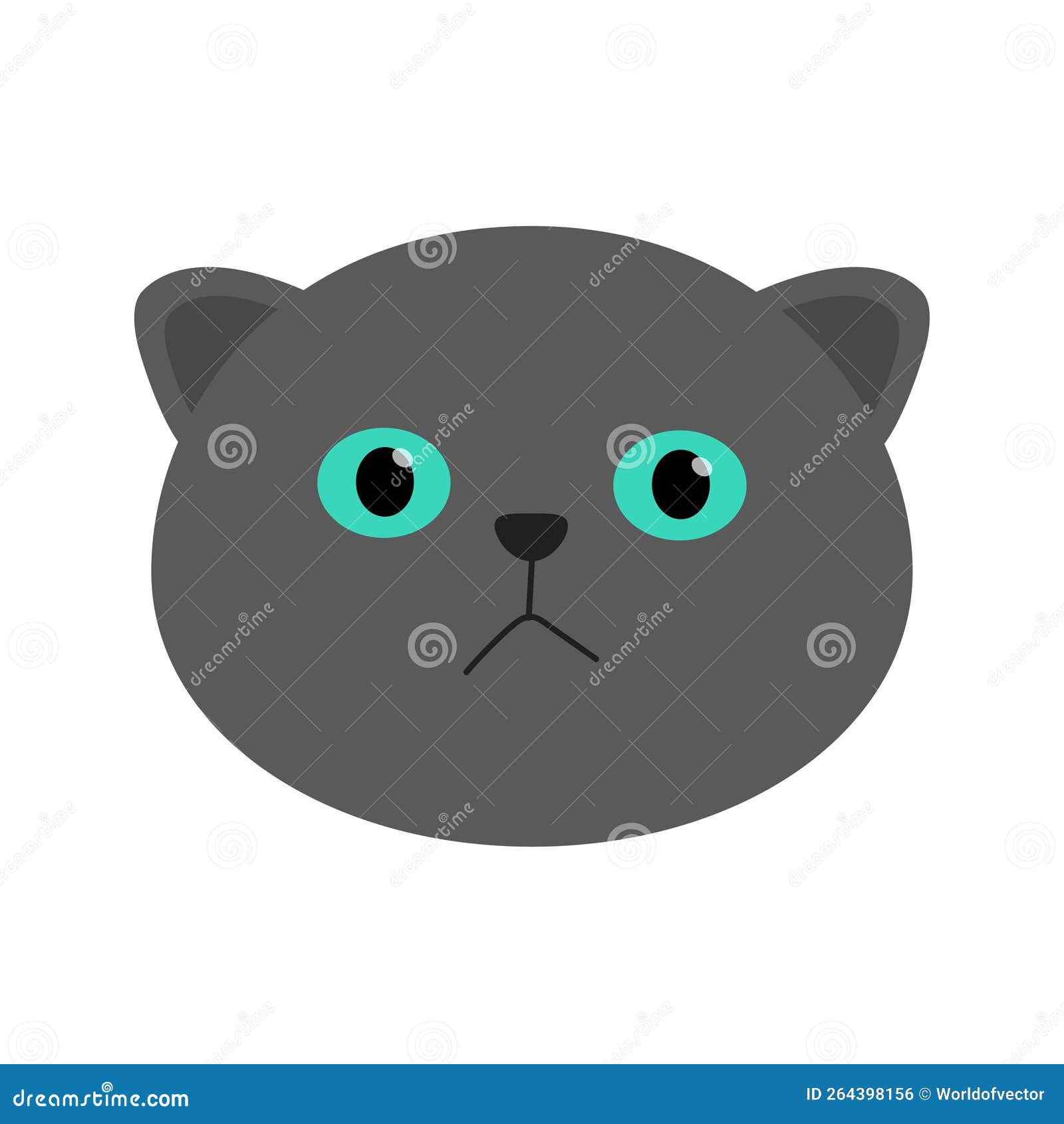 Cute Cat Icon Gray Kitten Face Head Silhouette Funny Kawaii