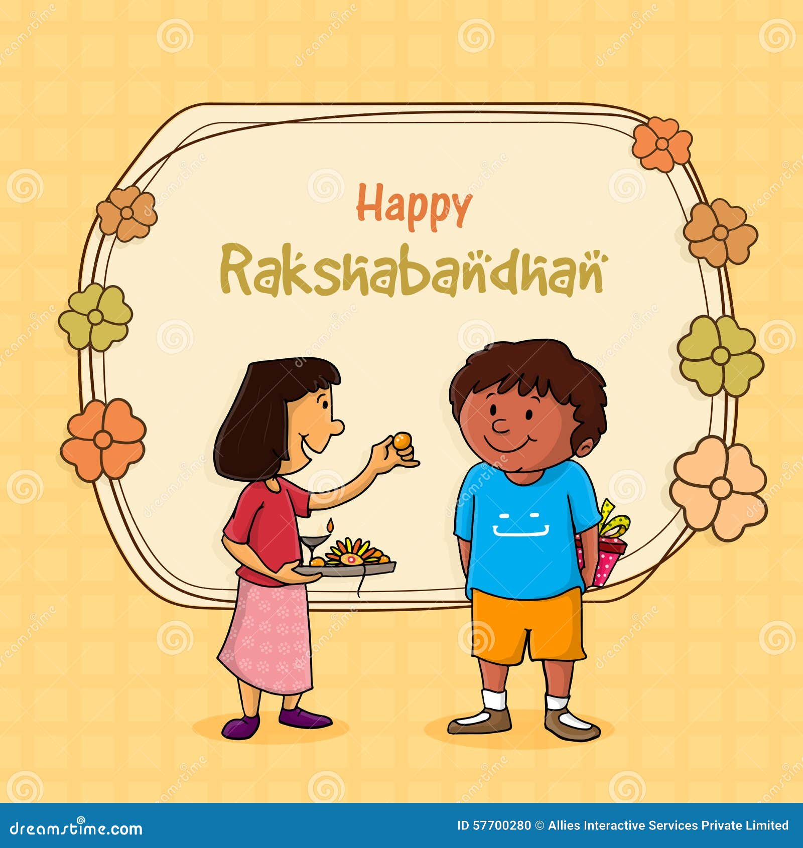 Cute Brother and Sister for Raksha Bandhan. Stock Illustration -  Illustration of brother, card: 57700280