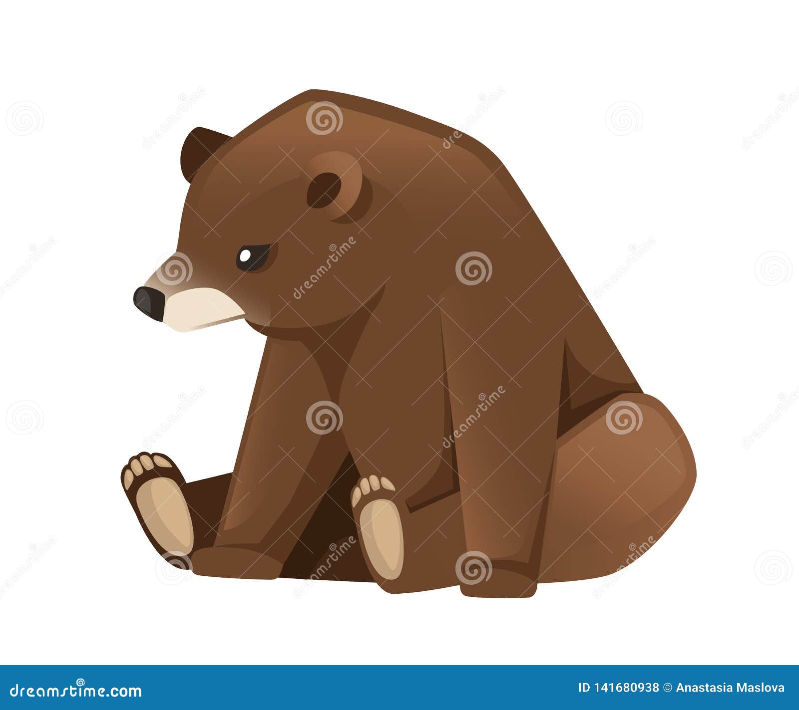 cute brown bear. carnivoran mammals, family ursidae. cartoon animal . flat    on white background