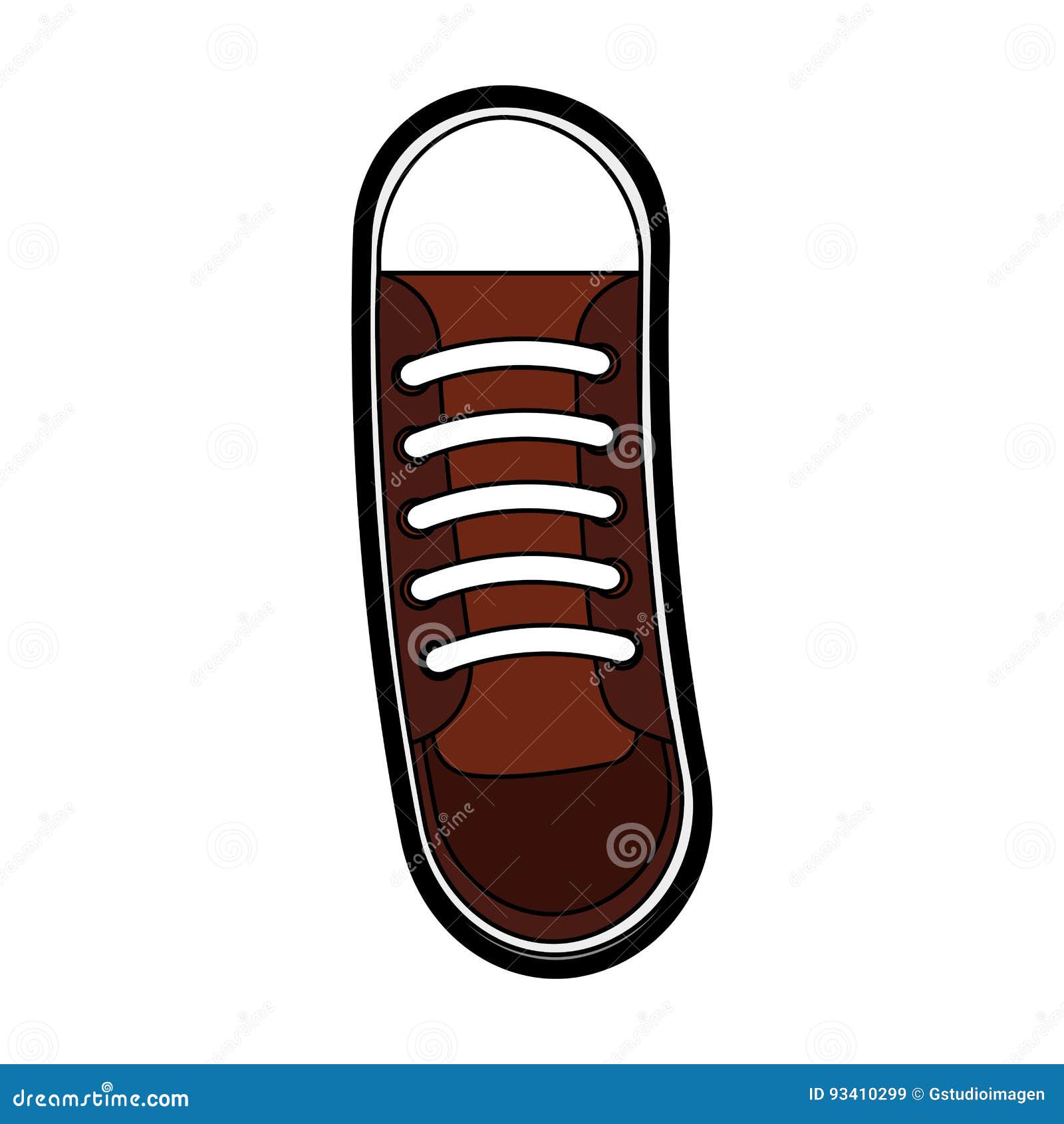 Old Brown Shoe With Loose Laces Isolated On White Background. The