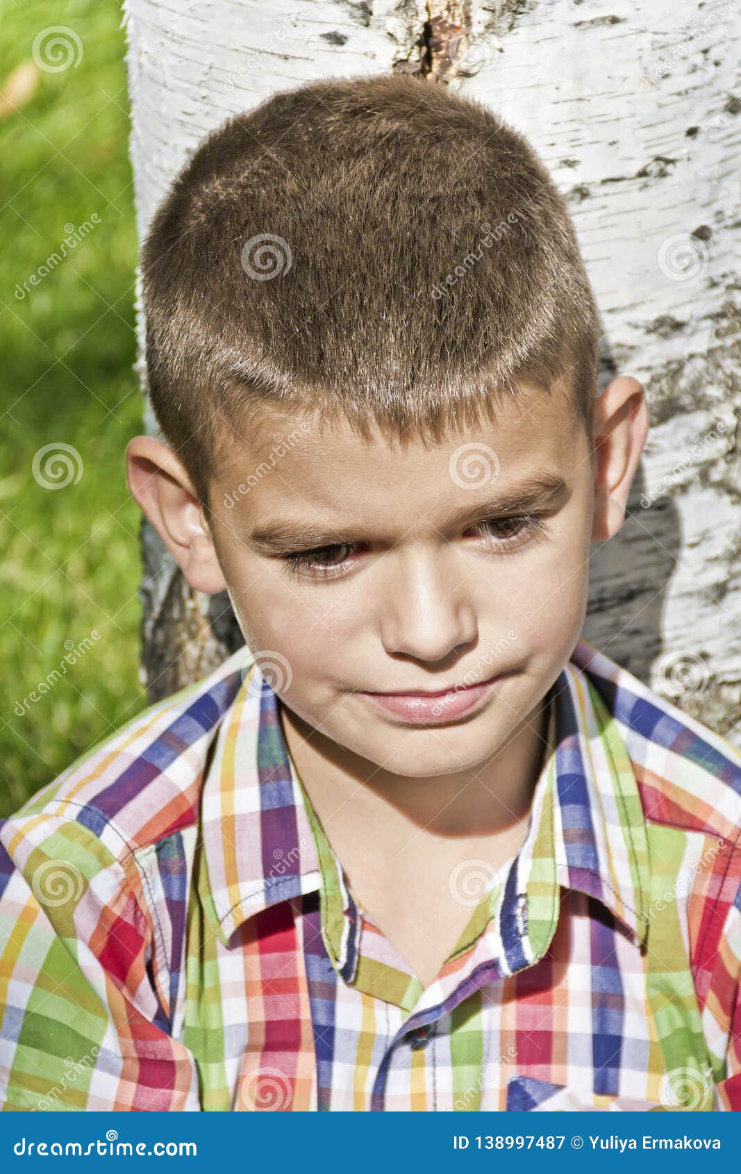 Cute Brunette Boy Eleven Years Old Stock Image - Image of casual ...