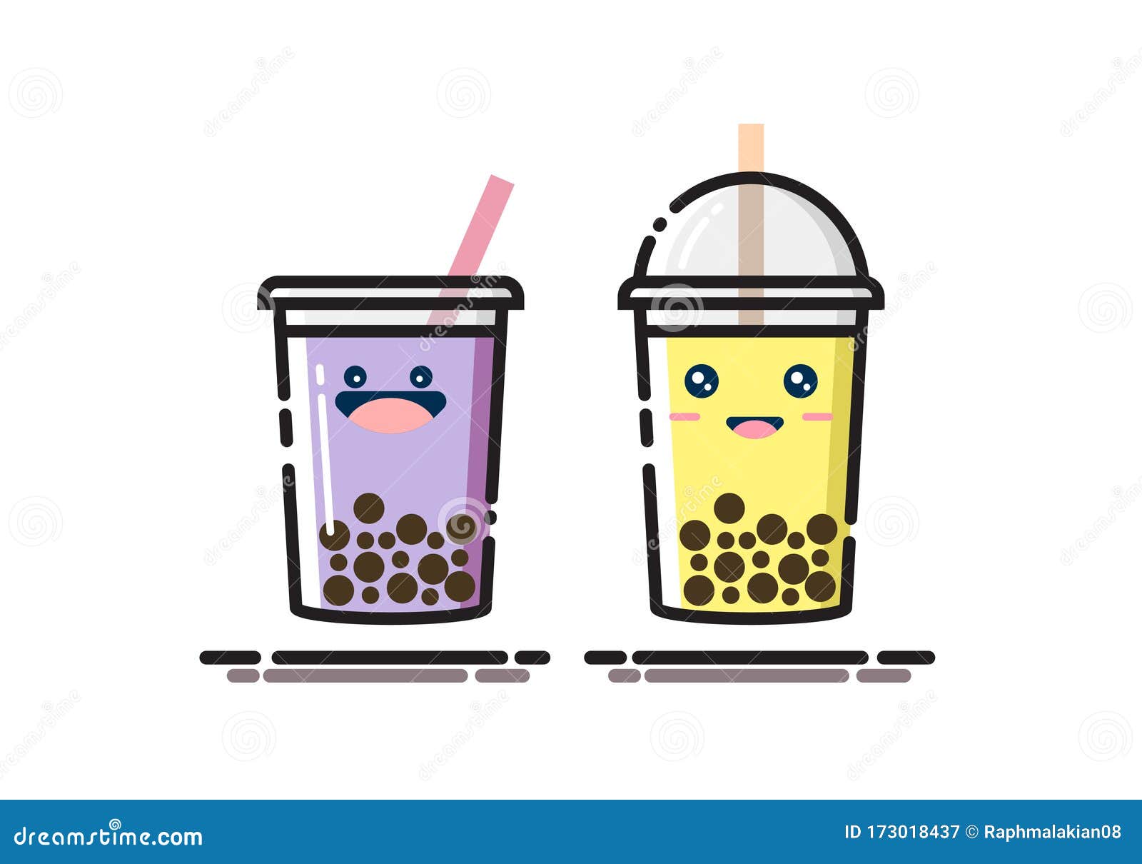 Cute Bubble Tea Or Boba Tea Cartoon With Mbe Style Stock Vector Illustration Of Cartoon Drink 173018437