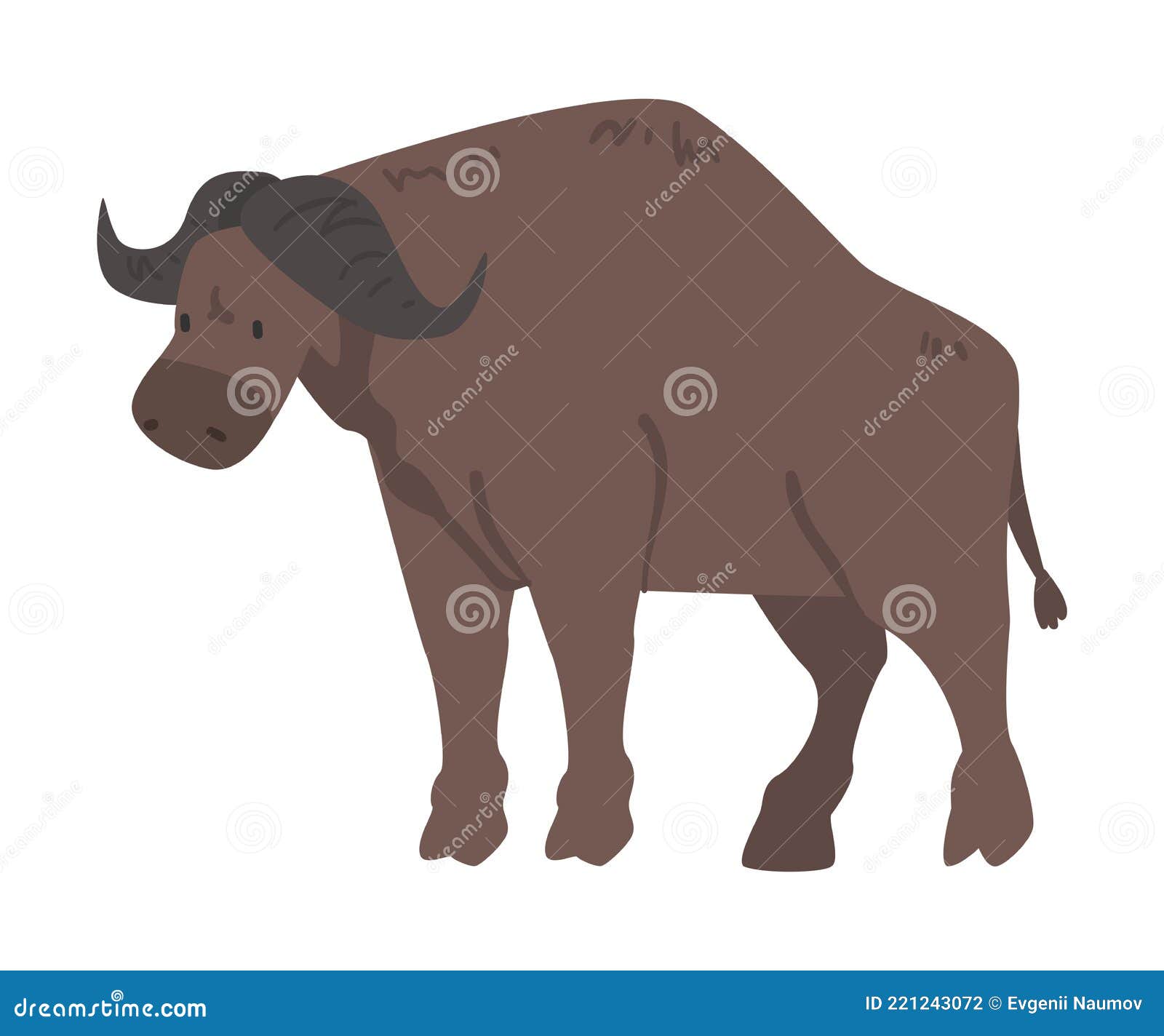 Cute Buffalo African Animal, Wild Herbivore Jungle Animal Cartoon Vector  Illustration Stock Vector - Illustration of side, animal: 221243072