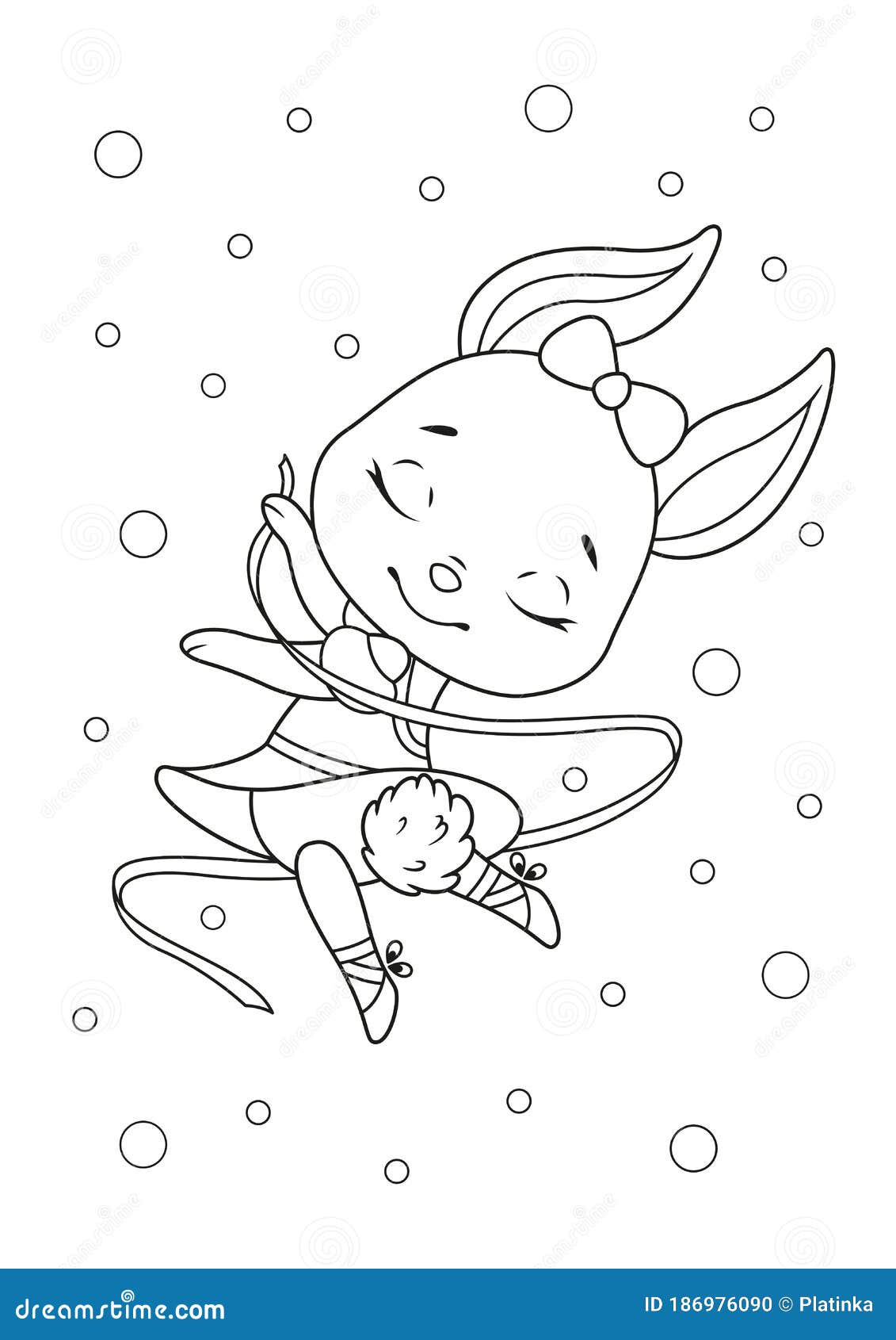 Bunny Ballerina Coloring Page Stock Vector - Illustration of girl