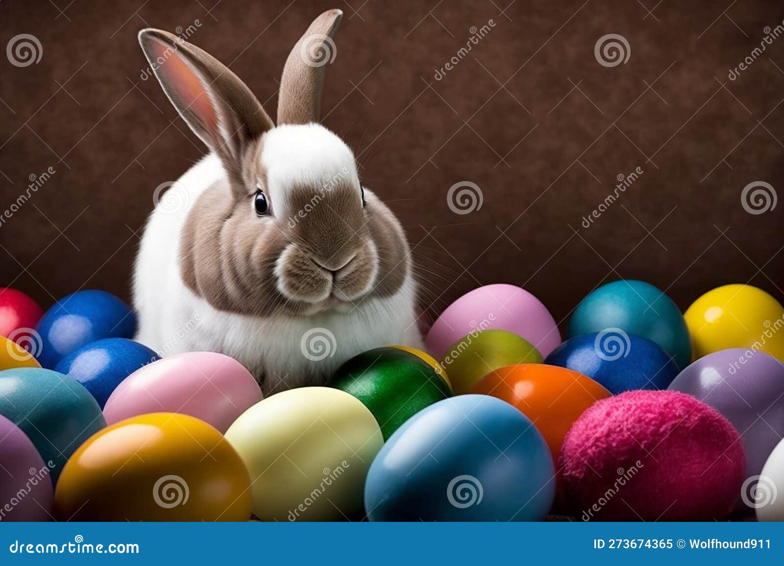 Cute Bunny with Easter Egg, Colorful Background. Generate Ai Stock ...