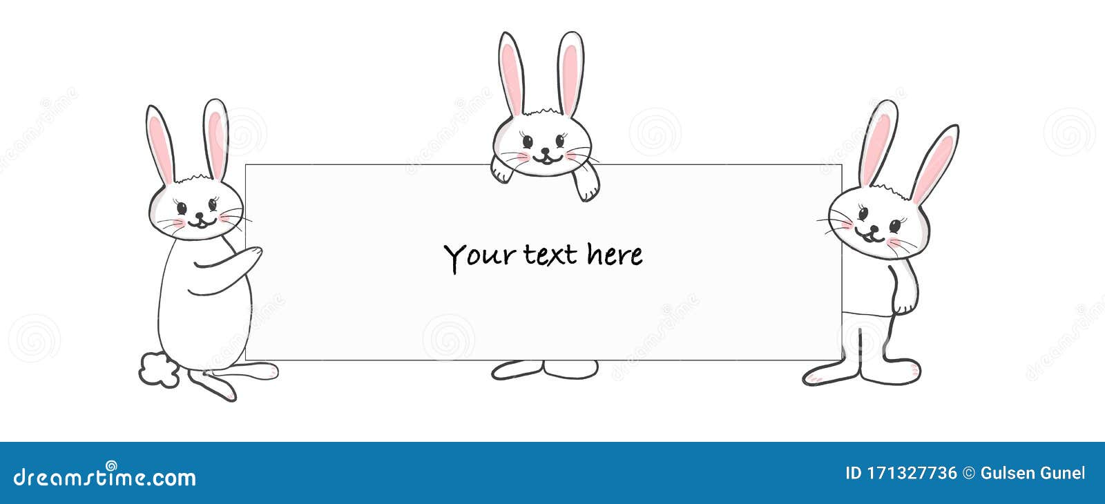 Download Cute Bunny Holding A Blank Banner Stock Vector ...